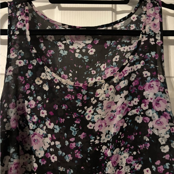 Torrid Black Print Shirt with Pink and Blue Floral Pattern - Picture 3 of 5